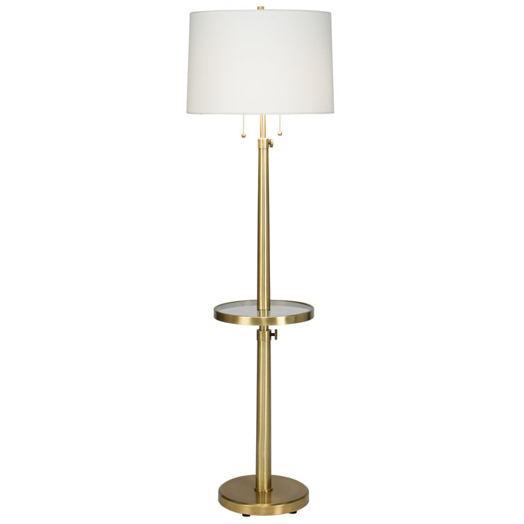 The Natural Light Atlantis 64'' Antique Brass Tray Table Floor Lamp